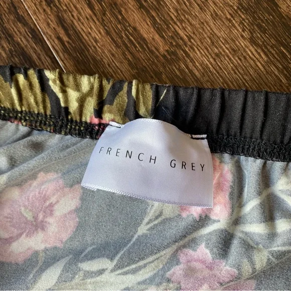 French Grey Floral Wrap Midi Skirt - Picture 9 of 10